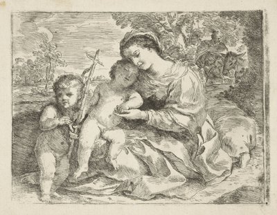 Heilige Familie met de jonge Johannes de Doper door Andrea Camassei