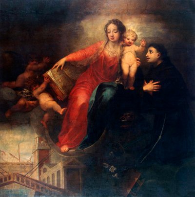 Madonna en Kind met Sint Antonius van Padua, 1660s door Andrea Celesti