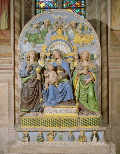 Madonna en Kind op de Troon, het altaarstuk van de Medici-kapel door Andrea Della Robbia