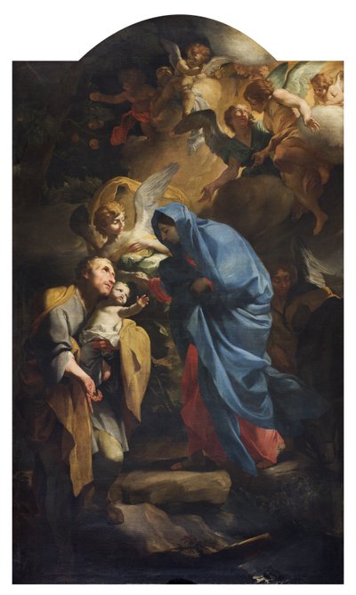 Heilige Familie of de vlucht naar Egypte, 1673-74 door Andrea Lanzani