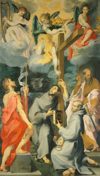 Altaarstuk met de heiligen Baptist, Franciscus, Bernardus en Paulus in extase, door Andrea Lilio door Andrea Lilio