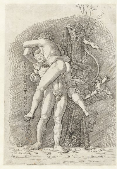 Hercules en Antaeus door Andrea Mantegna (school of)