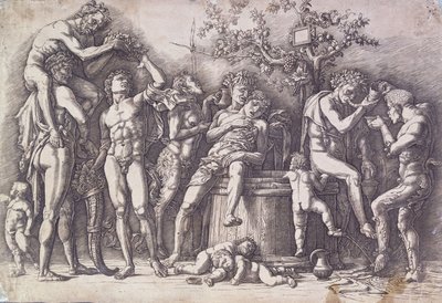 Een Bacchanaal met een Wijnpers, ca. 1475 door Andrea Mantegna