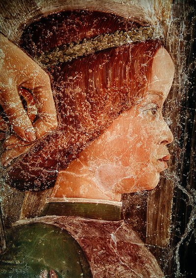 De aankomst van kardinaal Francesco Gonzaga, detail van een van zijn jongere broers, ca. 1465-74 (detail) door Andrea Mantegna