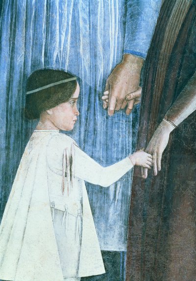 Aankomst van Kardinaal Francesco Gonzaga: detail van een van zijn jongere broers door Andrea Mantegna