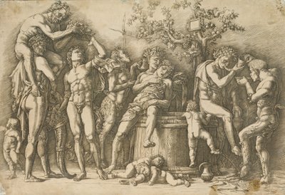 Bacchanaal met een Wijnvat, ca.1470-90 door Andrea Mantegna