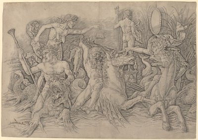 Slag van de Zeegoden (linker helft) door Andrea Mantegna