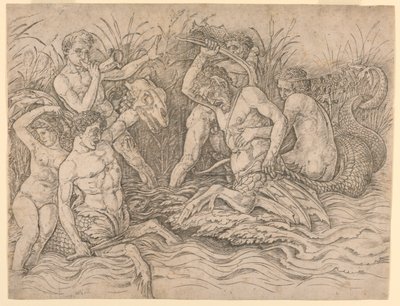 Slag van de Zeegoden, rechterhelft door Andrea Mantegna