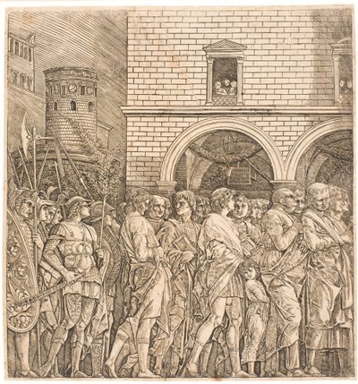 De Romeinse Senaat volgt een triomf door Andrea Mantegna