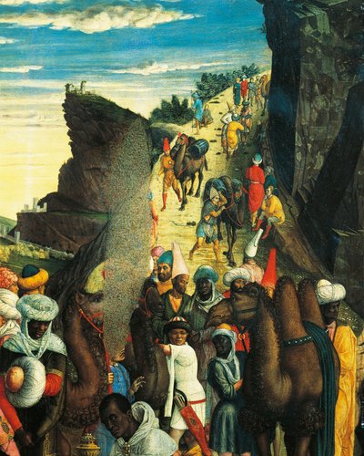 Aanbidding der Wijzen (detail) door Andrea Mantegna
