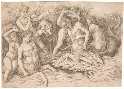 Strijd van de Zeegoden, rechterhelft door Andrea Mantegna