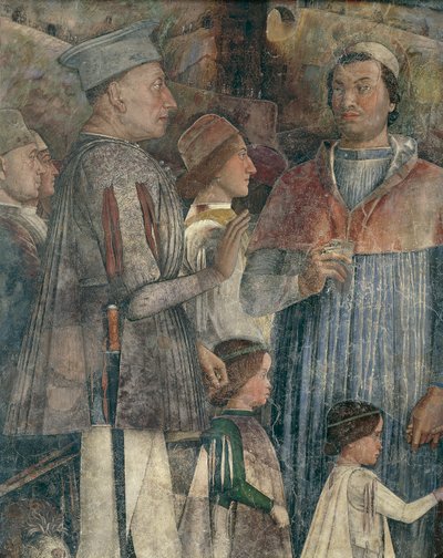 Louis II, Kardinaal Francesco, Francesco II en Sigismondo Gonzaga, detail (detail) door Andrea Mantegna