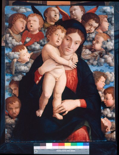 Madonna en Kind en koor van cherubijnen door Andrea Mantegna