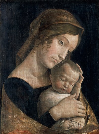 Madonna en slapend kind door Andrea Mantegna