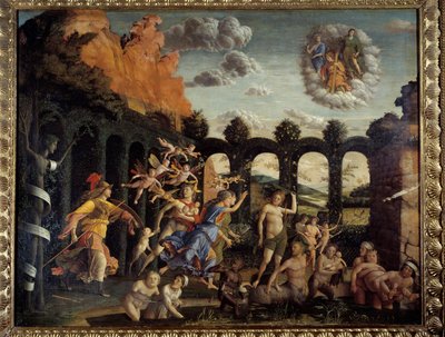 Minerva verjaagt ondeugden uit de tuin der deugd door Andrea Mantegna