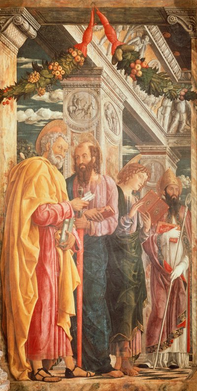 Heiligen Petrus en Paulus en twee Heiligen (detail) door Andrea Mantegna