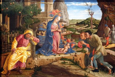 De aanbidding van de herders door Andrea Mantegna