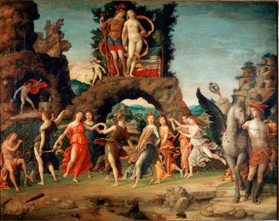 De Parnassus (Apollo en de negen muzen) door Andrea Mantegna