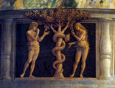 De Maagd en Kind omringd door zes heiligen en vereerd door de markies van Mantua, Francois II de Gonzaga (Madonna della Vittoria) (detail) door Andrea Mantegna