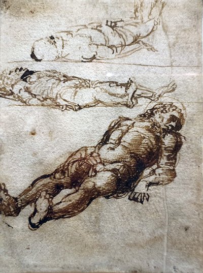 Drie studies voor de dode Christus door Andrea Mantegna