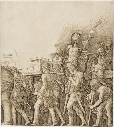 Triomf van Caesar: Soldaten die Trofeeën Dragen door Andrea Mantegna