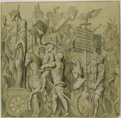 Triomfen van Julius Caesar: Canvas nr. II door Andrea Mantegna