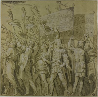 Triomfen van Julius Caesar: Canvas No. I door Andrea Mantegna