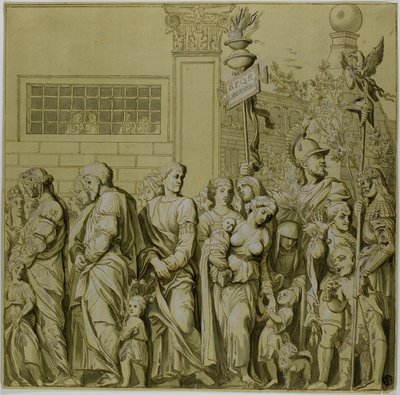 Triomfen van Julius Caesar: Canvas nr. VII door Andrea Mantegna
