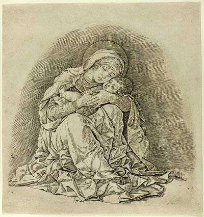 Maagd en kind door Andrea Mantegna