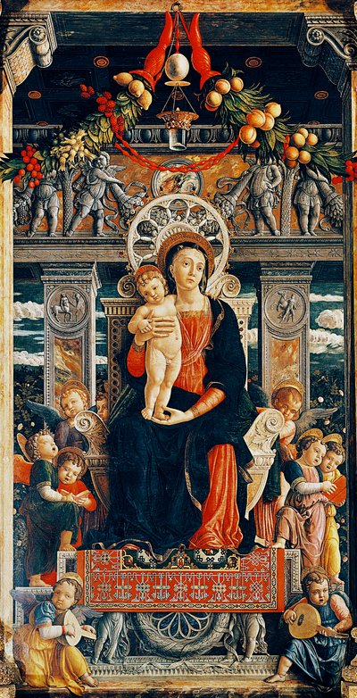 Maagd op de troon (detail) door Andrea Mantegna