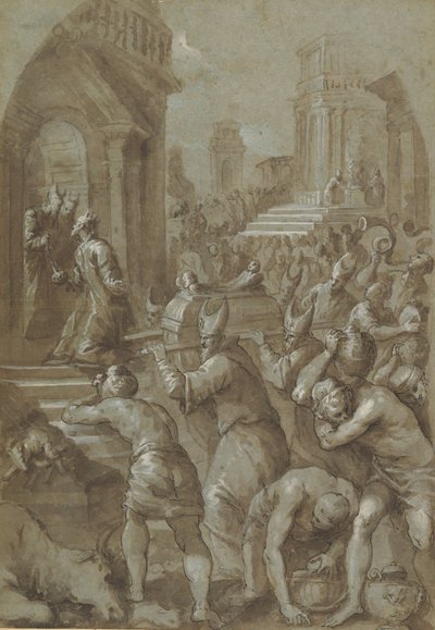 Koning Salomo Ziet de Ark van het Verbond naar de Tempel Gebracht Worden, 1604 door Andrea Michieli