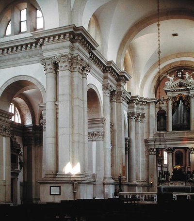 Interieurzicht van het schip, 1566-80 door Andrea Palladio