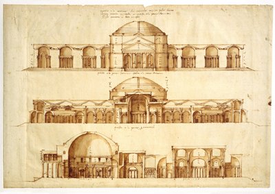 Reconstructieproject van de Thermen van Agrippa, Rome, ca. 1550 door Andrea Palladio