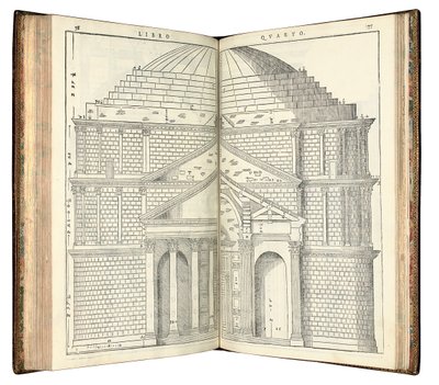 Twee uitzichten van het Pantheon, 1570 door Andrea Palladio