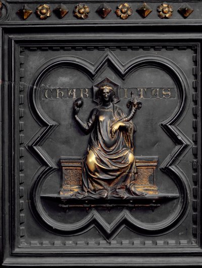 Liefdadigheid, paneel C van de zuidelijke deuren van het Baptisterium van San Giovanni, 1336 door Andrea Pisano