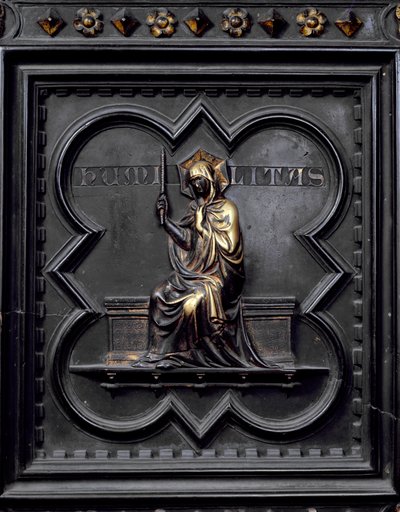 Nederigheid, paneel D van de zuidelijke deuren van de Baptisterium van San Giovanni door Andrea Pisano