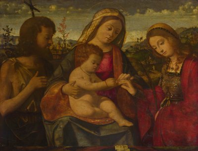 De Maagd en het Kind met de Heiligen Johannes de Doper en Catharina, 1504 door Andrea Previtali