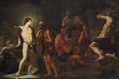 Apollo in de smidse van Vulcanus door Andrea Sacchi