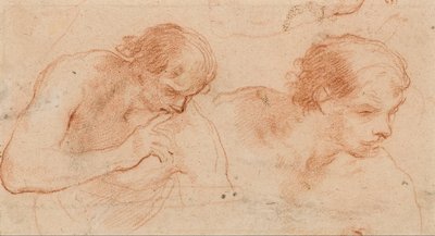 Twee studies van de buste van een man naar rechts gedraaid door Andrea Sacchi