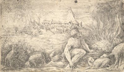 Mozes en de brandende struik, ca. 1544-47 door Andrea Schiavone
