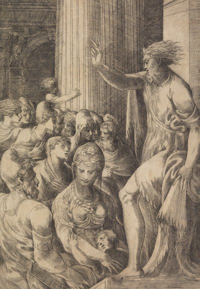 St. Paulus predikend in Athene, ca. 1548-53 door Andrea Schiavone