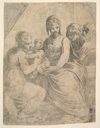 De Maagd en het Kind vergezeld door heiligen, ca. 1540-50 door Andrea Schiavone