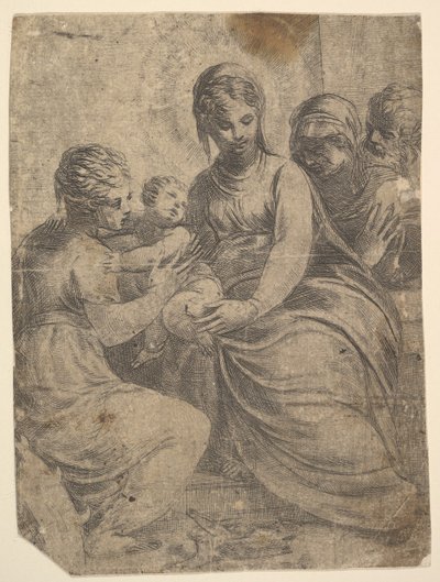 De Maagd en Kind vergezeld door heiligen, ca. 1550 door Andrea Schiavone