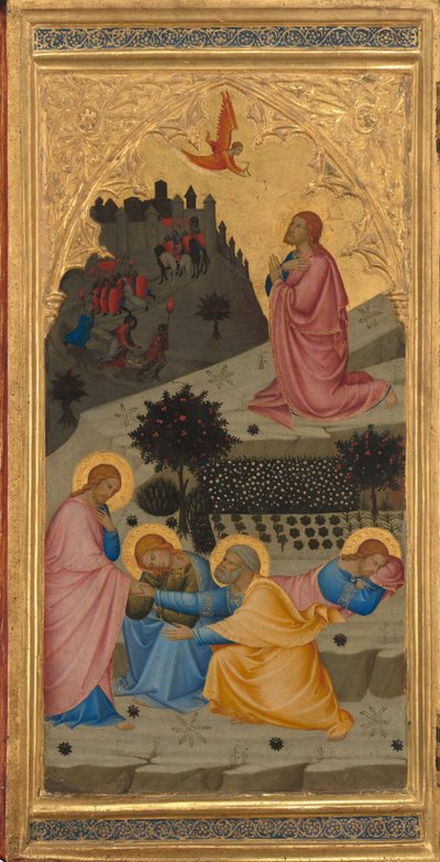 Scènes uit de Passie van Christus: De Agonie in de Tuin (linker paneel), 1380s door Andrea Vanni