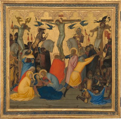 Scènes uit de Passie van Christus: De Kruisiging (middenpaneel) door Andrea Vanni