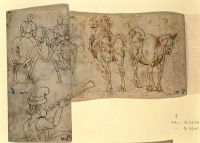 Inv nr.38 recto Schets van Paarden door Andrea Verrocchio