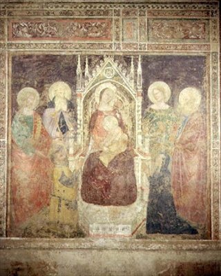 Maagd en Kind met SS. Johannes de Doper, Nicolaas en Elia door Andrea da Firenze (fl.1388 1459)