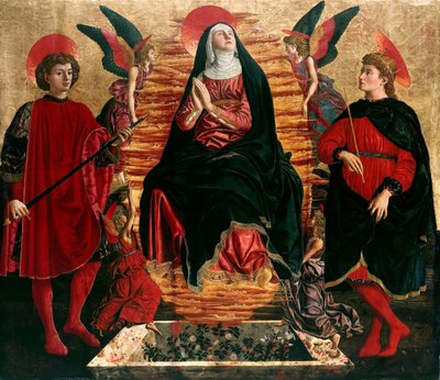 Hemelvaart van de Maagd met heiligen Julianus en Minias, 1449-1450 door Andrea del Castagno