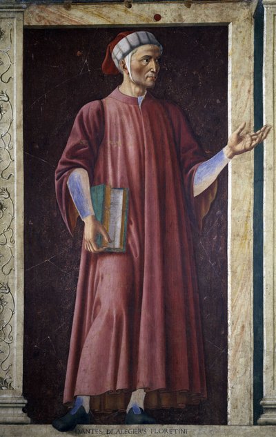 Dante Alghieri uit de Villa Carducci serie van beroemde mannen en vrouwen door Andrea del Castagno