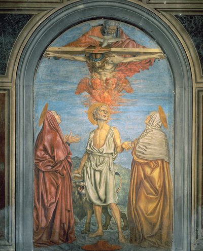 Heilige Drie-eenheid met St. Hiëronymus door Andrea del Castagno